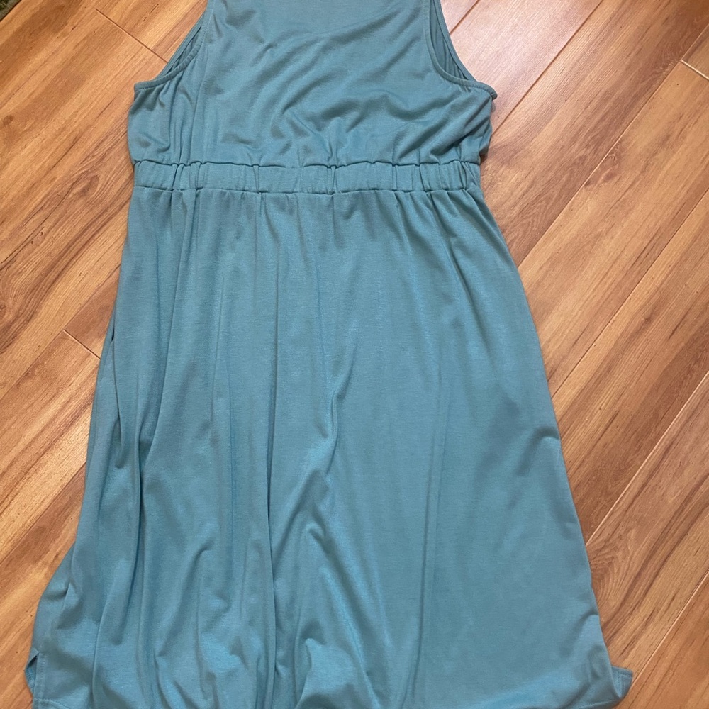 Chic Teal Button-Front sleeve less summer Midi Dress - Picture 2 of 2